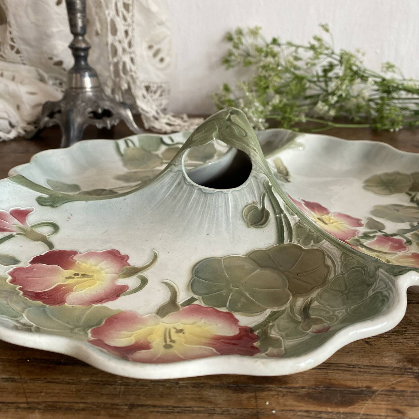 Art Nouveau barbotine serving platter