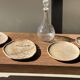 Small oval beige solid petrified wood tray or pocket emptier D24-19 -3311