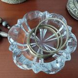 Old round ashtray/empty pocket thick transparent glass, 70s