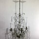 Chandelier 4 Lights Crystal And White Bronze