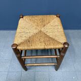 Set of Dutch beechwood stools with rush seat