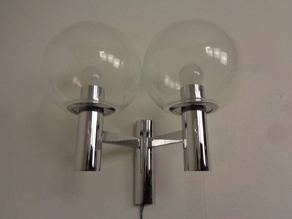 Chromed Glass Wall Lamp from OTT International, 1960s