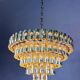 Gaetano Sciolari 5-tier chandelier, brass & crystal, Italy, 1970s