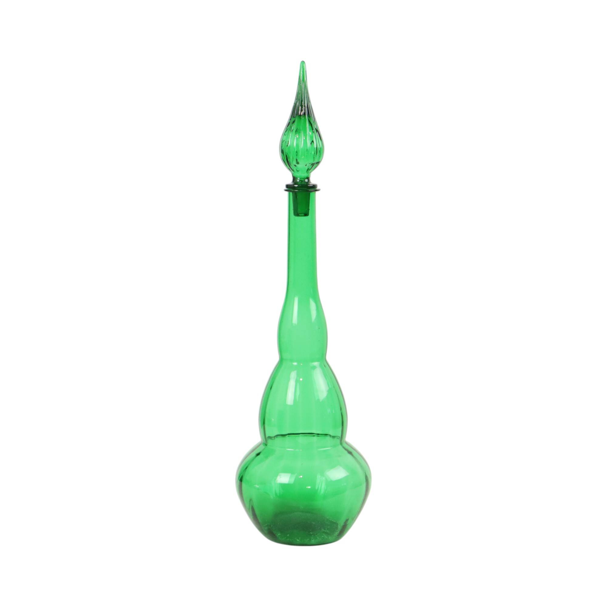 Huge Green Glass Carafe Genie Bottle Empoli Italy 63cm