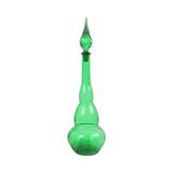Huge Green Glass Carafe Genie Bottle Empoli Italy 63cm