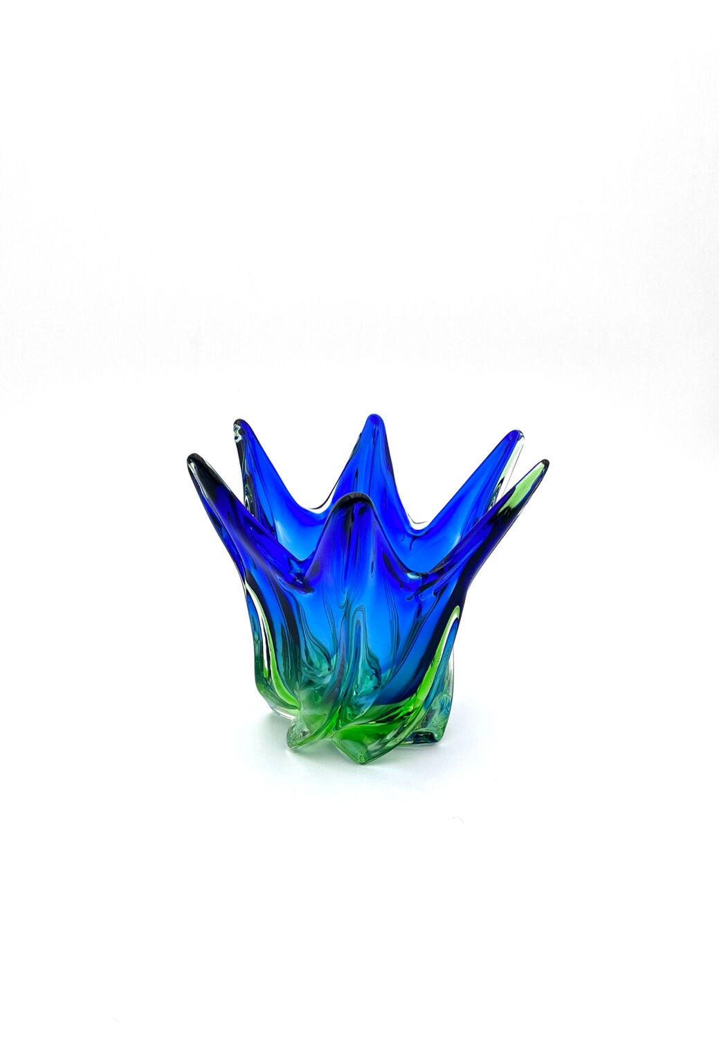 Sculptural Murano Vase – Cobalt Blue & Green - circa 1960