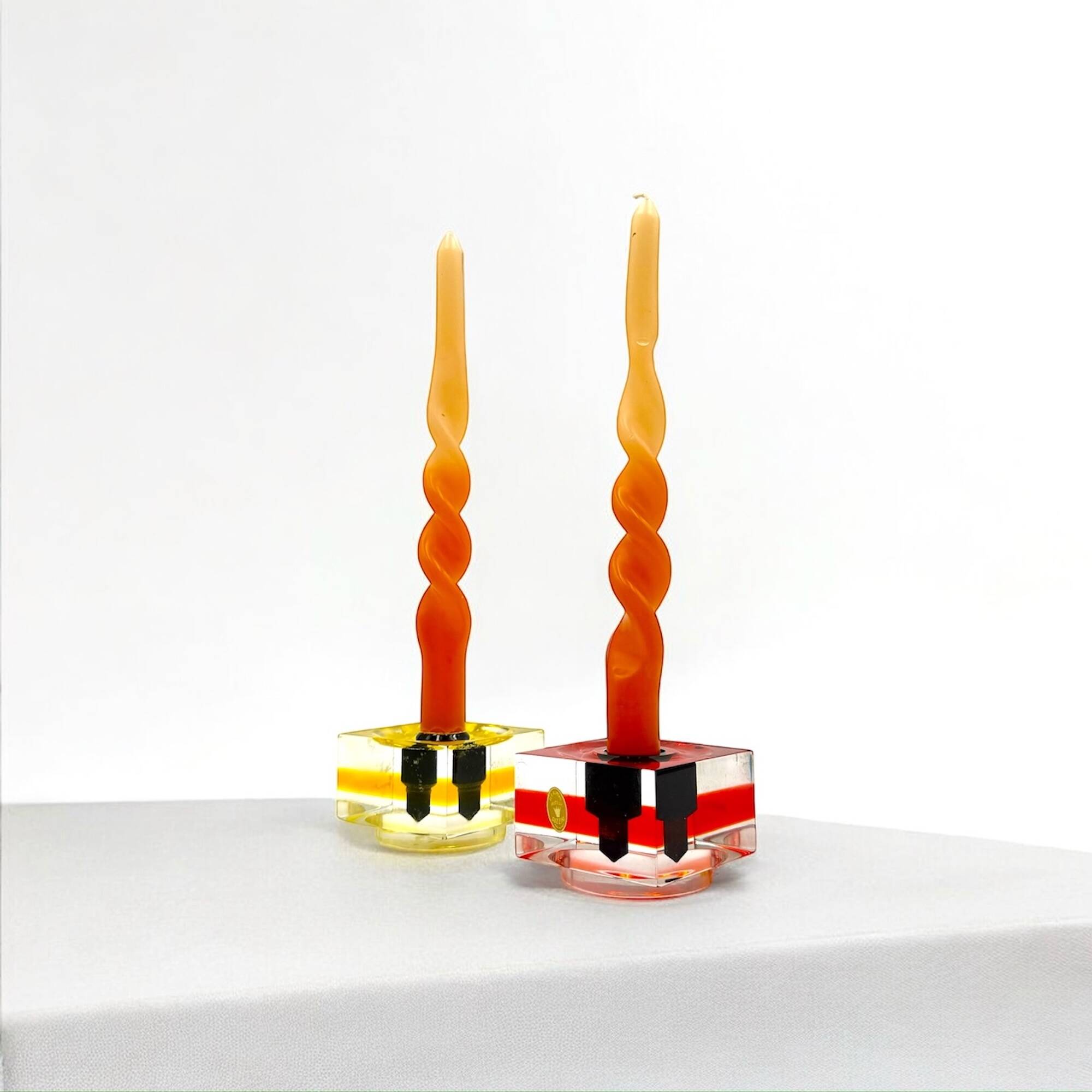 Pair of Candlestick Holders by Luigi Massoni for Fratelli Guzzini, 1970s