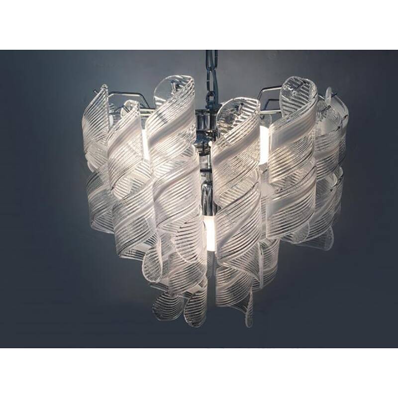 Murano Glass Chandelier "Virgola" Made in Italy Venini Style
