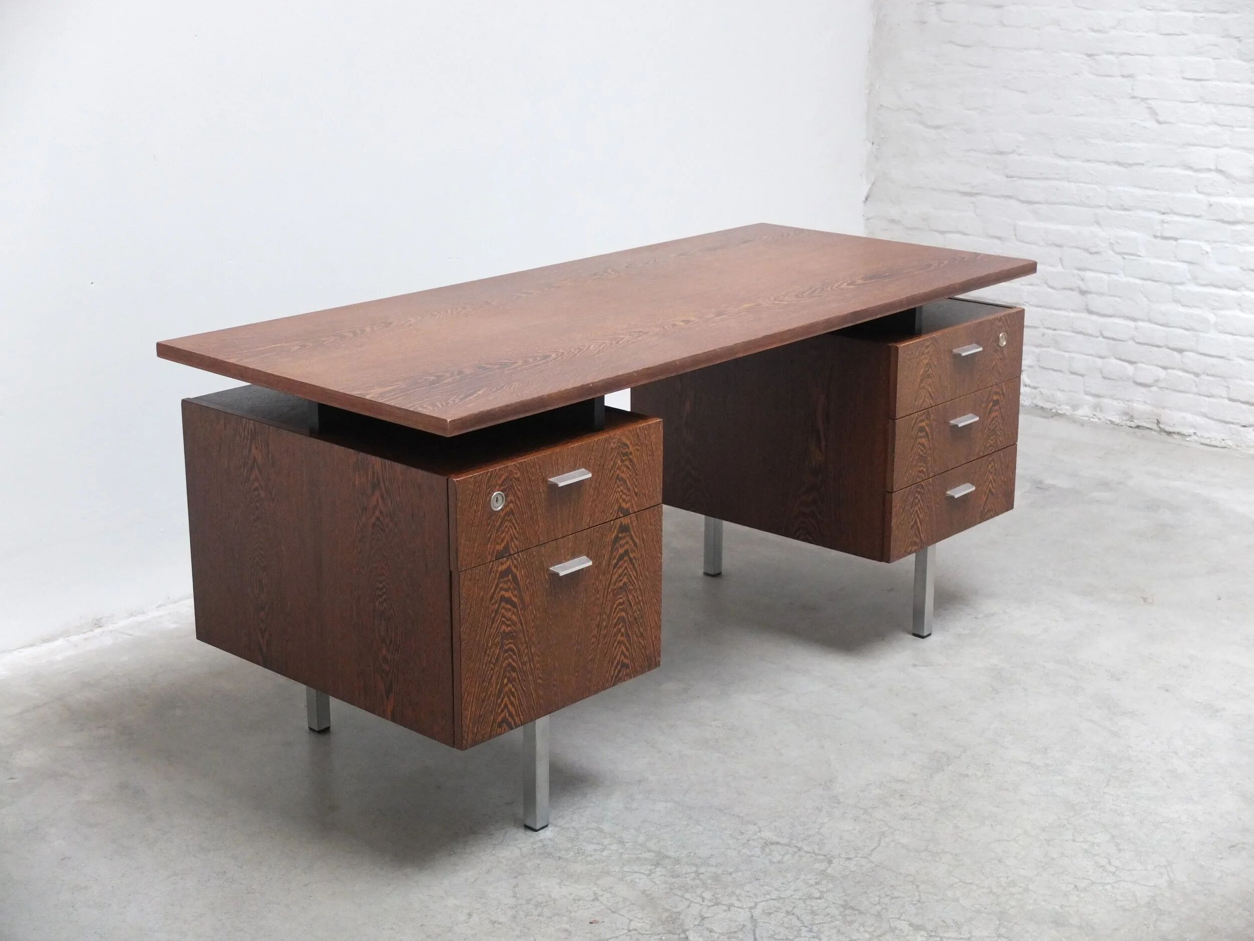 Freestanding modernist writing desk in wengé, 1960s