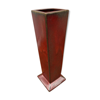 LARGE VASE 1960 RED BACKGROUND MONOGRAM OX BLOOD