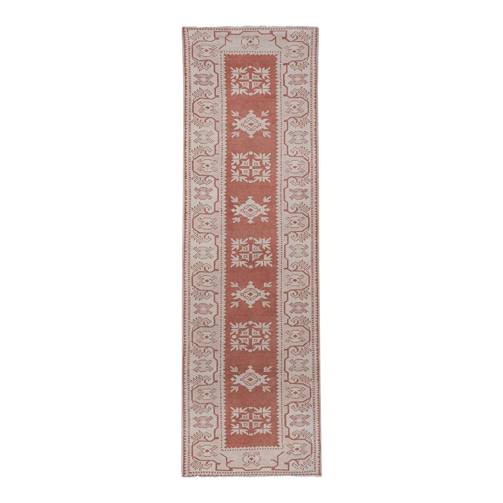 Vintage Turkish hallway rug 90x293 cm