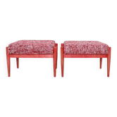 Paire de tabourets en bois crabes rouge