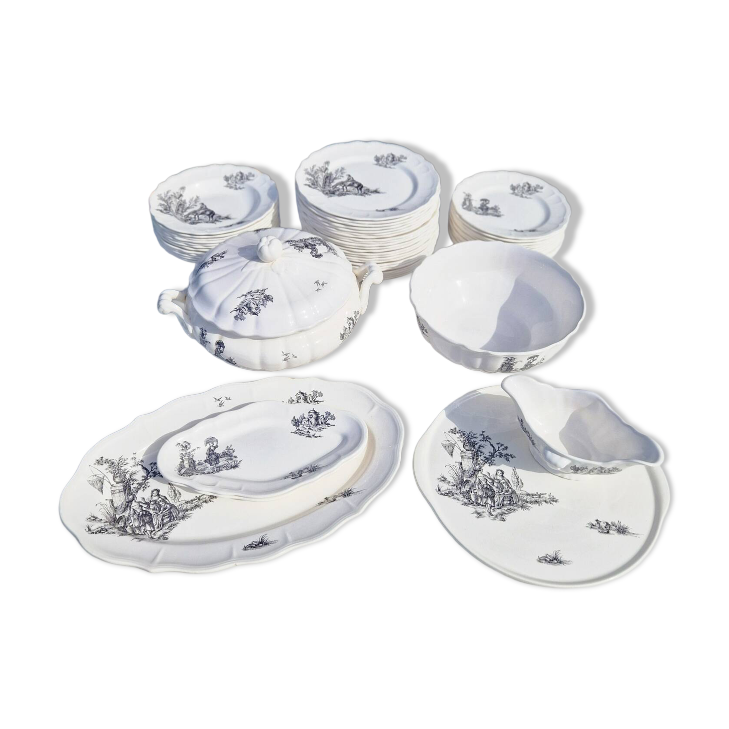 Salins earthenware table service model Chantal, 55 pieces.