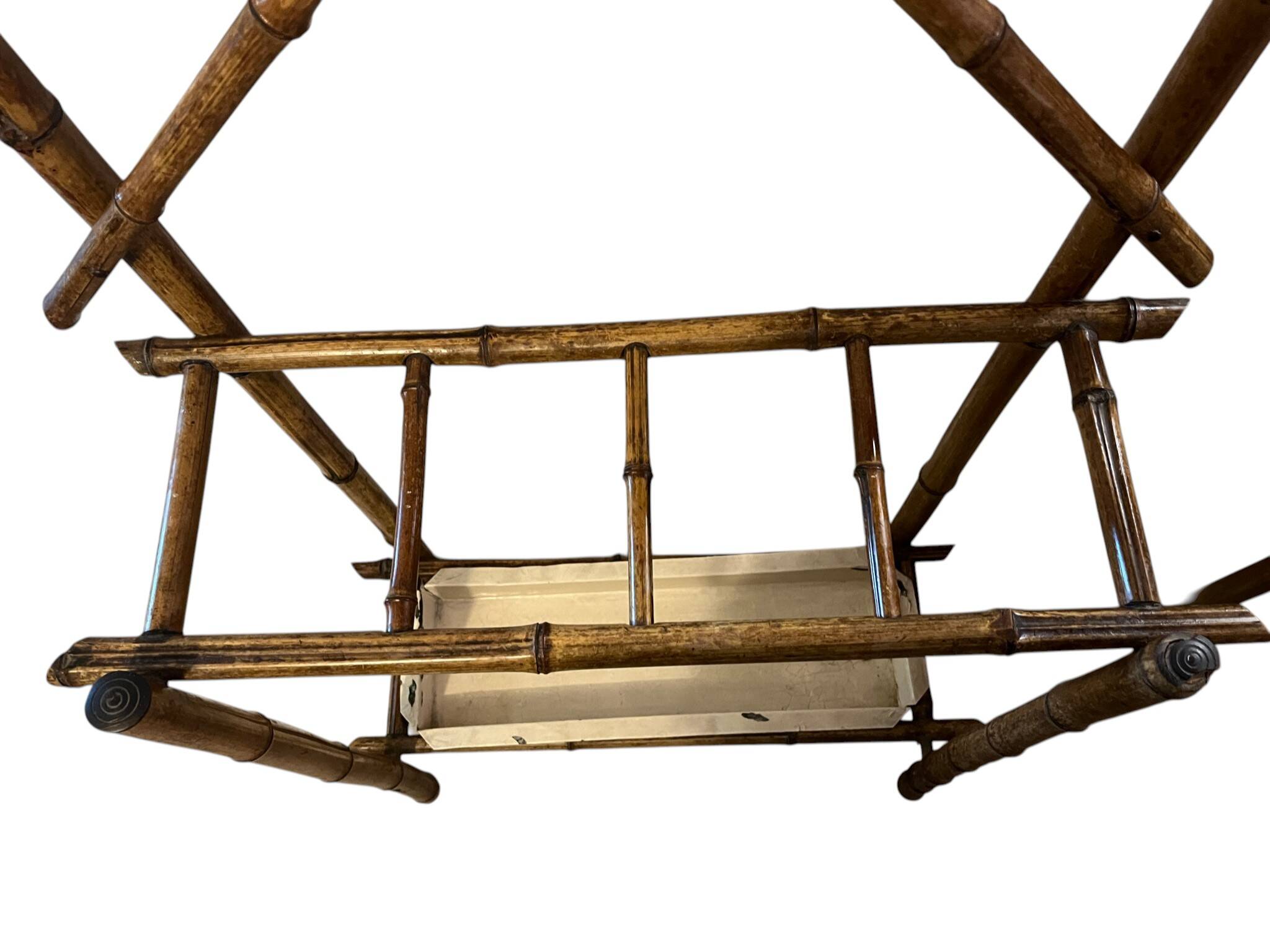 Art Deco, coat rack with bamboo mirror, diamond shape, around 1930.