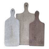 Three vintage solid wood cutting boards