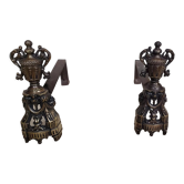Pair of antique chenets in Louis XVI style bronze