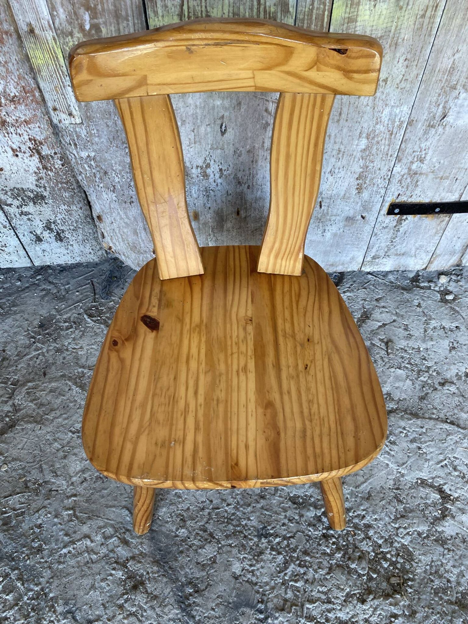 Vintage Brutalist Wooden Bistro Chair #E036