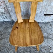 Vintage Brutalist Wooden Bistro Chair #E036