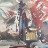 Tableau peinture ancienne gitane danseuse de flamenco La Baila Dora XXe