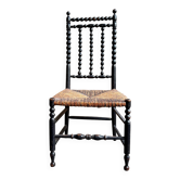 Low chair, Napoléon III child in blackened wood and woven straw.