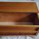 Vintage 1970s wooden and rattan toy chest