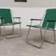 Set of 4 folding chairs with green canvas and aluminum frame