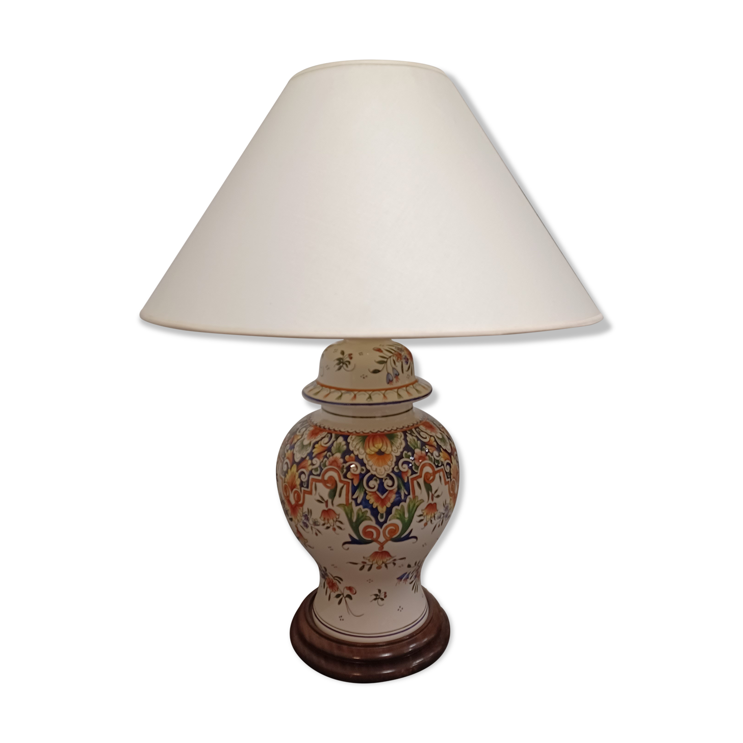 Table lamp foot earthenware decoration old Rouen