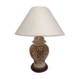 Lampe à poser pied faïence décor vieux Rouen