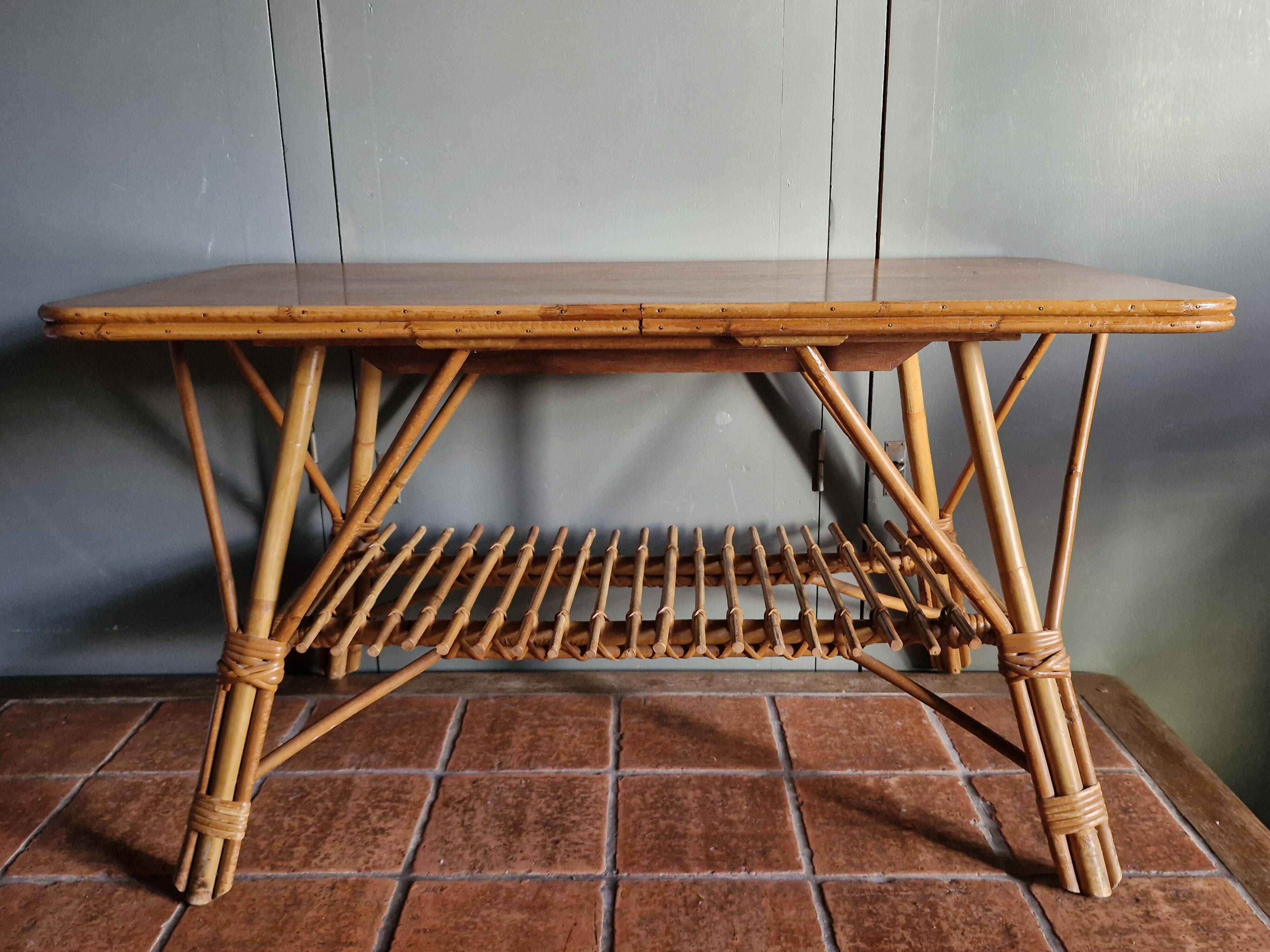 Vintage coffee table - Bamboo & Rattan - 1950s/60s