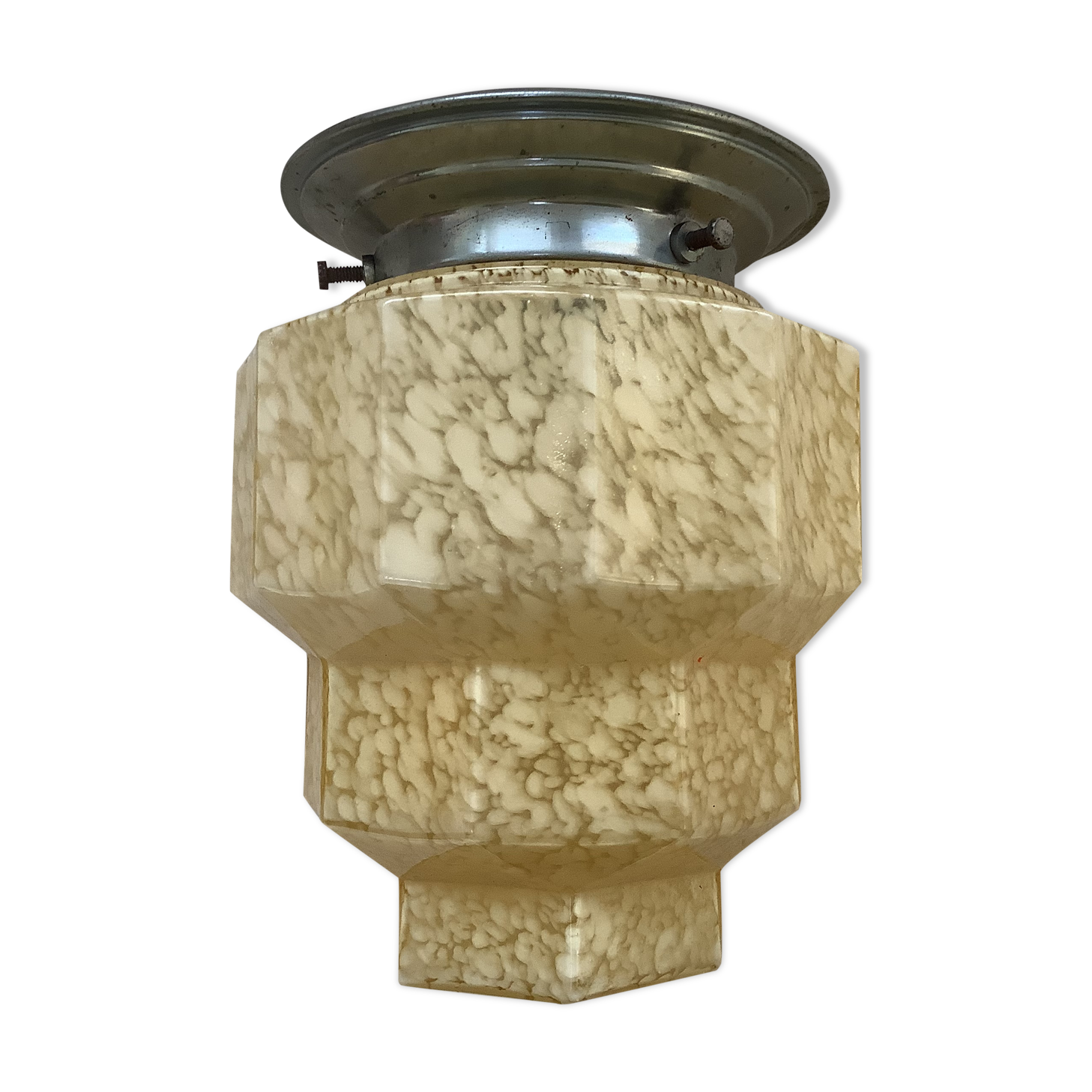 50s glass chandelier with brass base