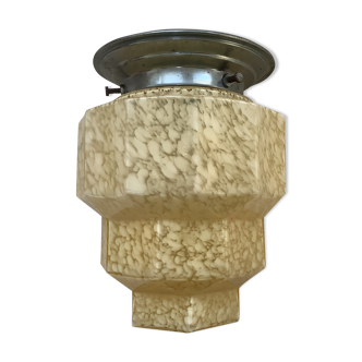 50s glass chandelier with brass base