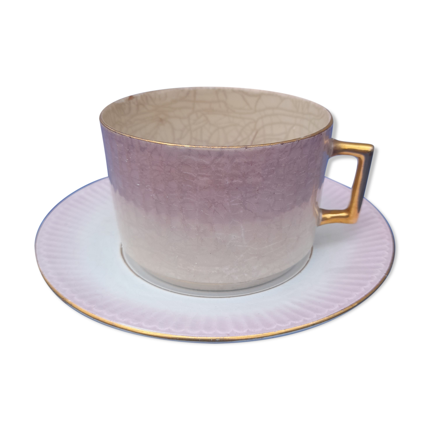 Tea cup with saucer in Earthenware K G Lunéville (Keller Guerin)