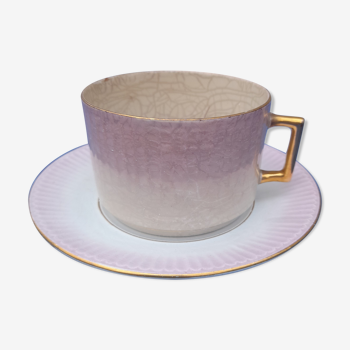 Tea cup with saucer in Earthenware K G Lunéville (Keller Guerin)