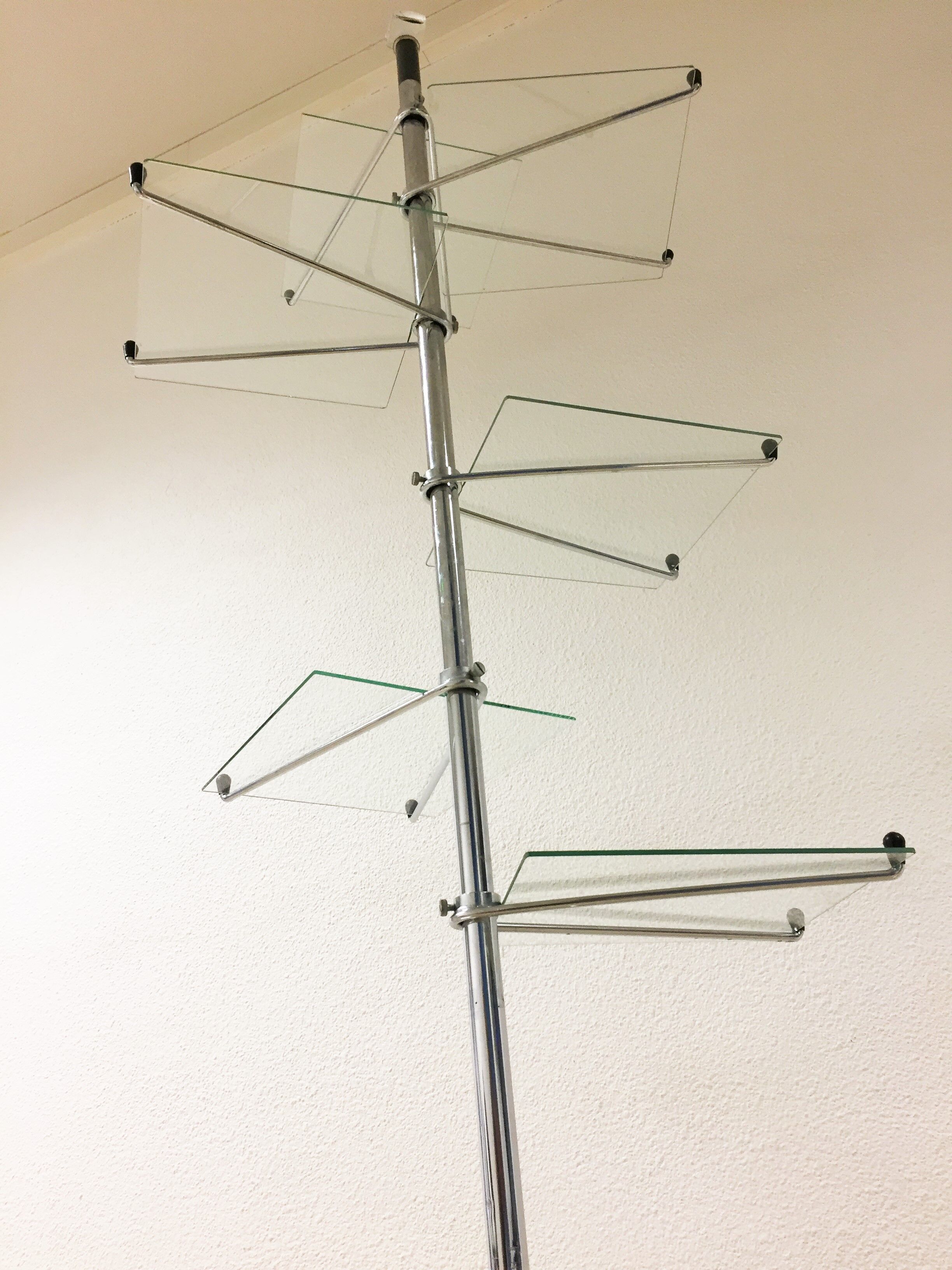 Vintage display shelf in glass and stainless steel