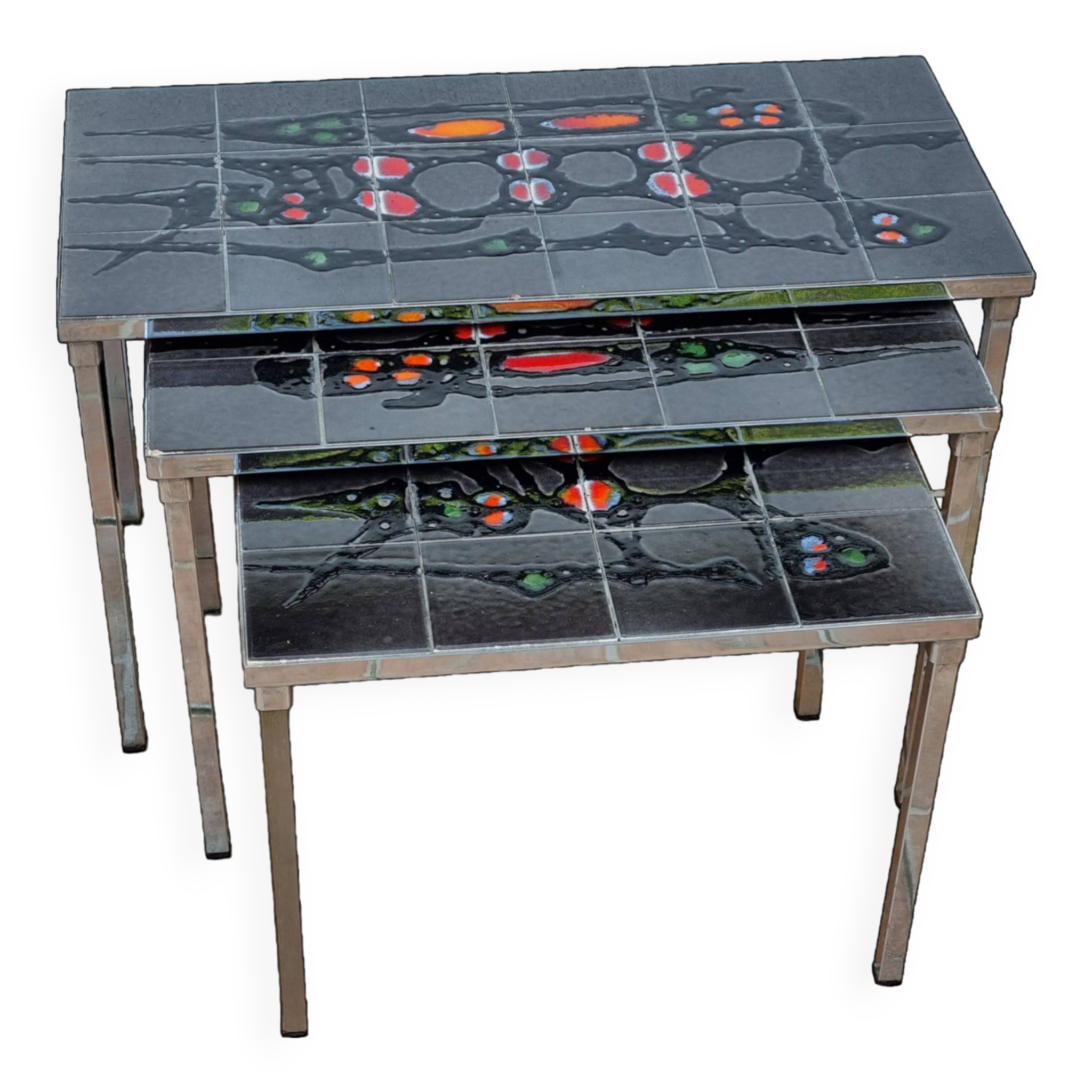 Set of three nesting tables in Belarti style, 1960s, space age.