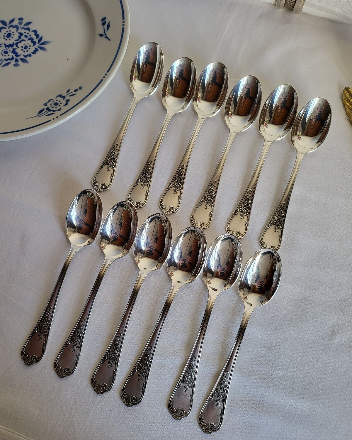 12 Small Silver-Plated Metal Spoons Guildar Silversmith