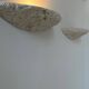 Pair of vintage stone sconces, natural beige, Italy 1979