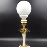 lampe à poser Maison Le Dauphin Palmier en laiton et bois