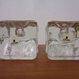 Finnish Ice Glass Candlesticks by Timo Sarpaneva for Juhava, 1970s, Set of 4