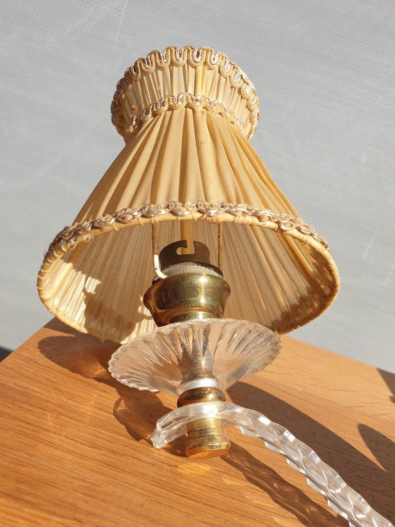 Pair of vintage wall lamps plexi lampshade pleated gold