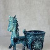 Vintage donkey turquoise blue plant pot / planter