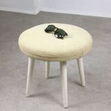 Tabouret vintage italien en tissu beige, années 80