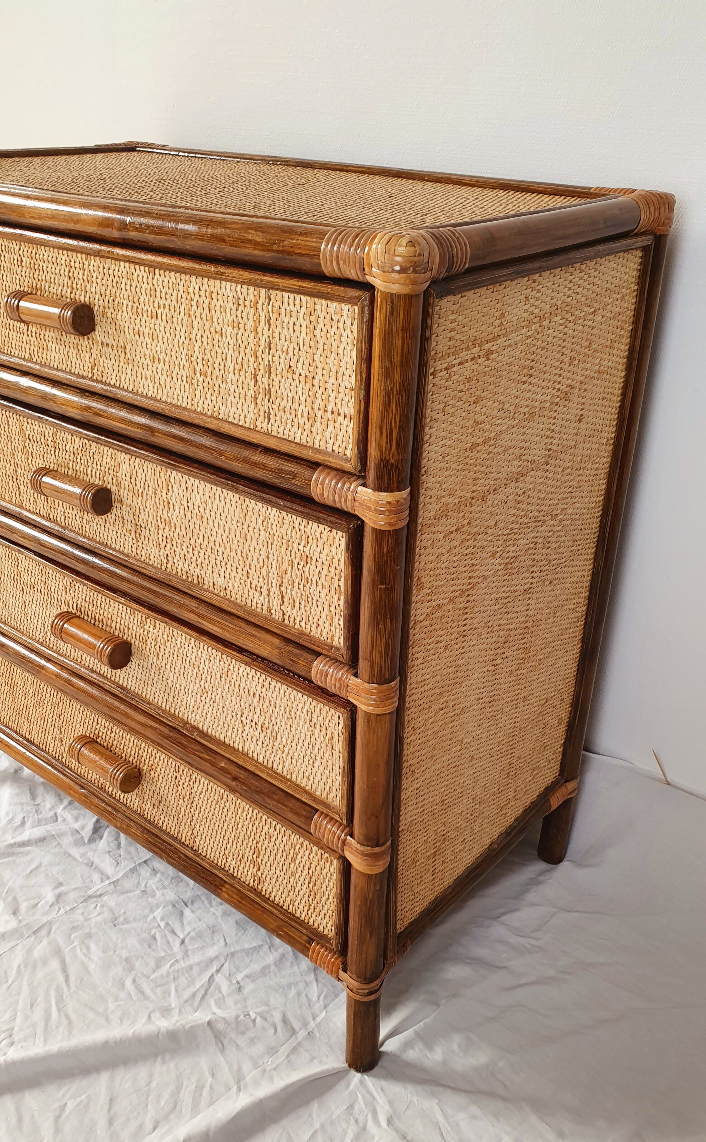 Rattan chest of drawers 4 drawers