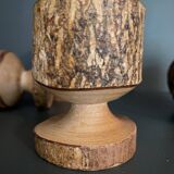 Brutalist egg cups in vintage raw solid wood