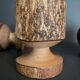 Brutalist egg cups in vintage raw solid wood