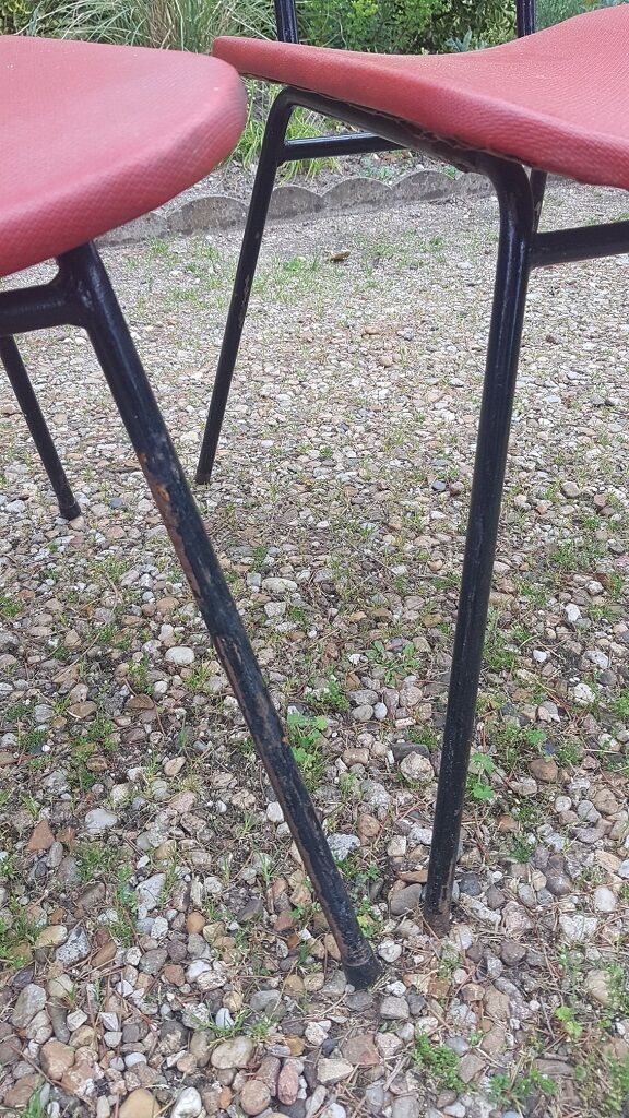 4 chairs metal skaï red, 1950