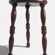 French Turned Chestnut Wood Stool or Side Table, Mid-20th Century