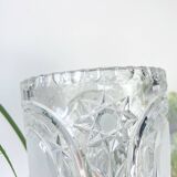 Vintage crystal vase with chiseled pattern