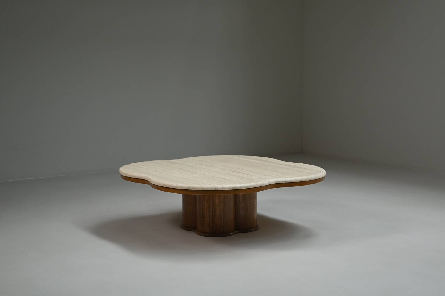 Travertine clover coffee table, 1970s Italy.