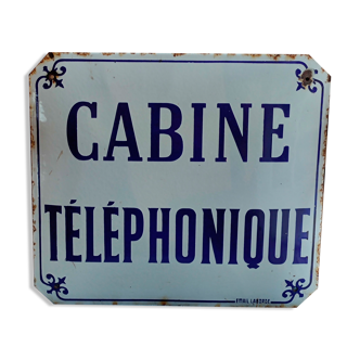 Ancienne plaque émaillée cabine téléphonique